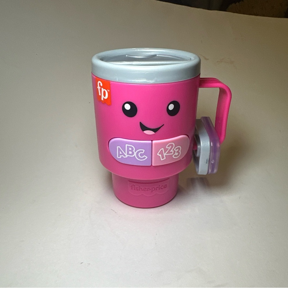Fisher Price Laugh & Learn Wake Up & Learn Coffee Mug‎ Cup Pink Talking Singing